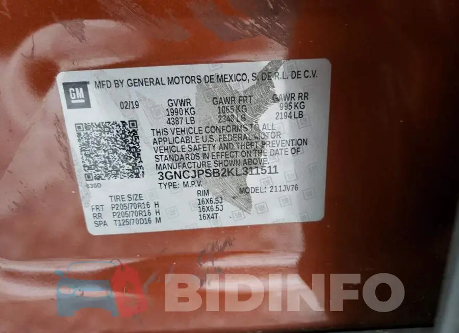 3GNCJPSB2KL311511 Photo# 12