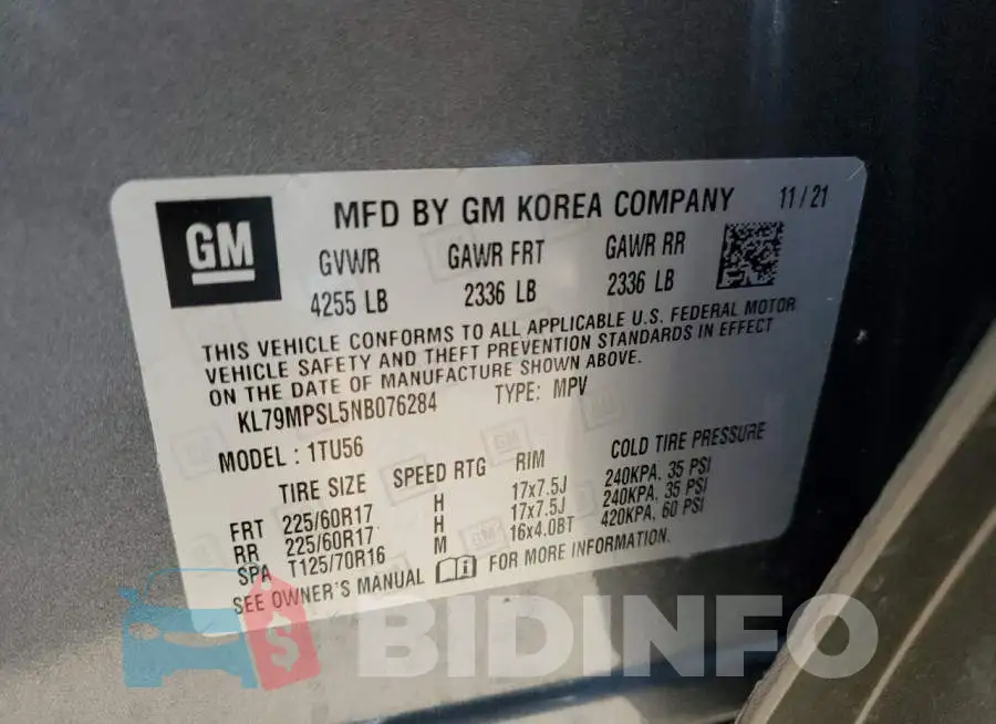 KL79MPSL5NB076284 Photo# 10