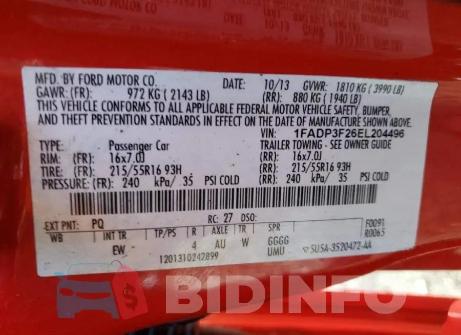 1FADP3F26EL204496 Photo# 13
