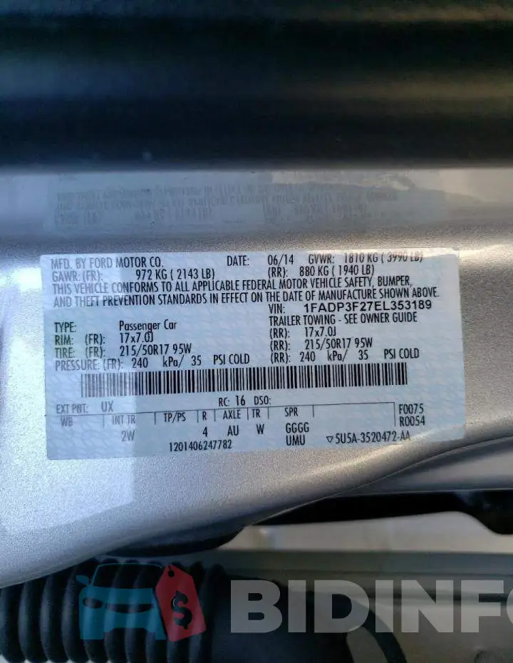 1FADP3F27EL353189 Photo# 12