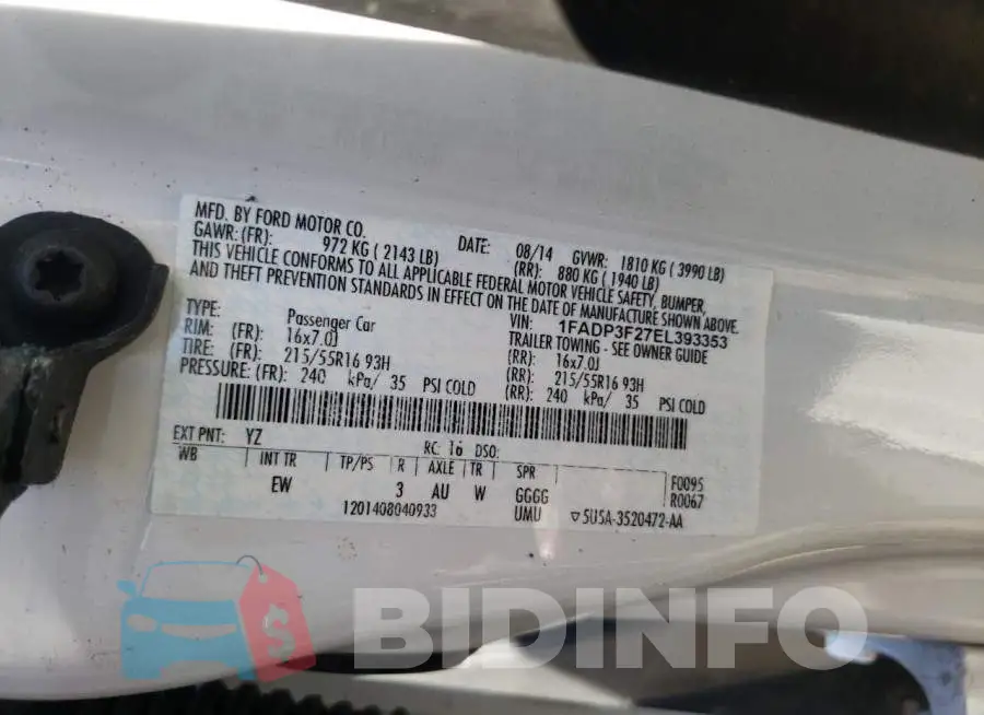 1FADP3F27EL393353 Photo# 12