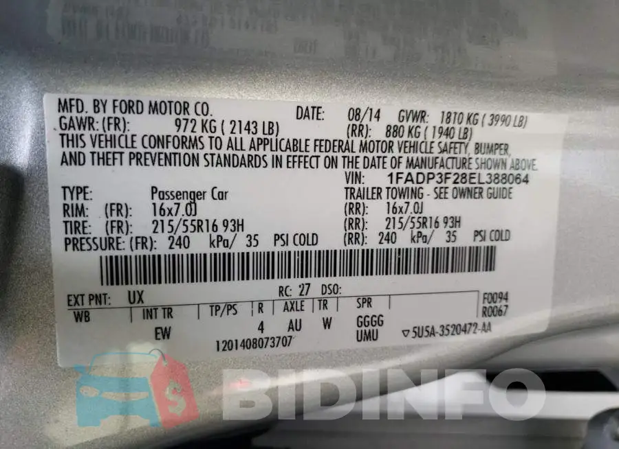 1FADP3F28EL388064 Photo# 12