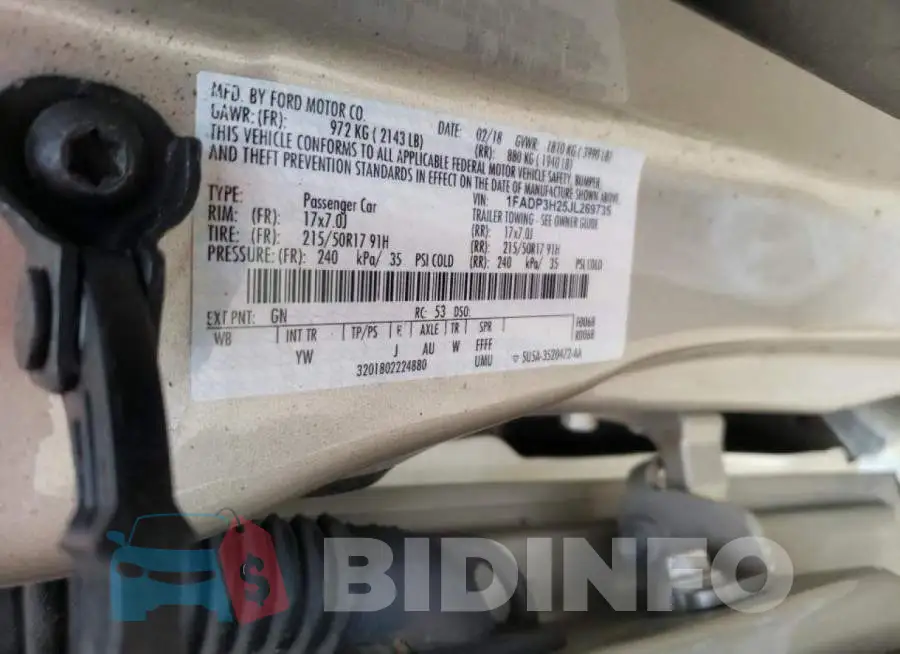 1FADP3H25JL269735 Photo# 10