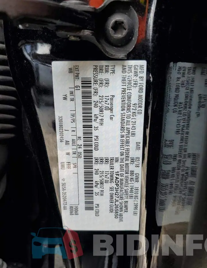1FADP3H27JL265850 Photo# 12