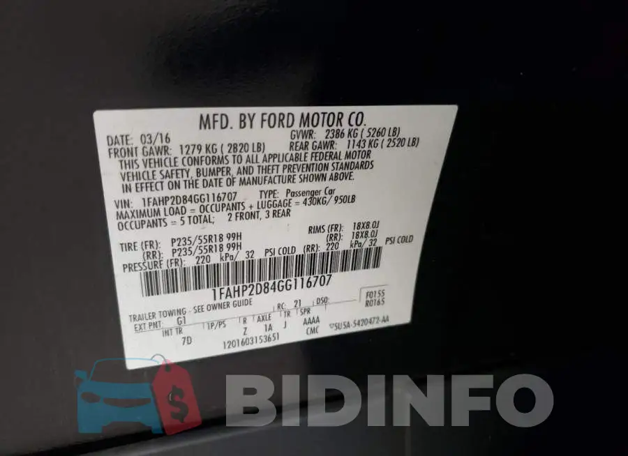 1FAHP2D84GG116707 Photo# 10
