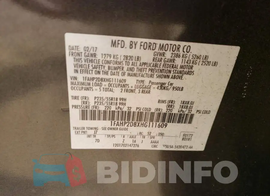 1FAHP2D8XHG111609 Photo# 12