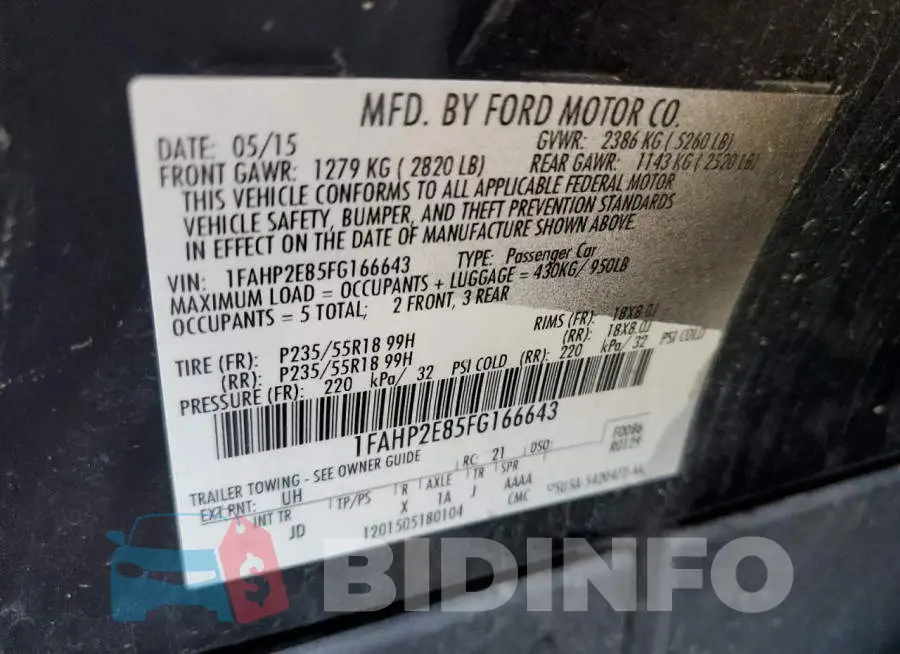 1FAHP2E85FG166643 Photo# 12