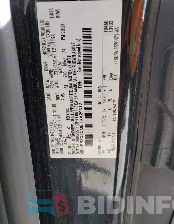1FBZX2CM6HKA29312 Photo# 13