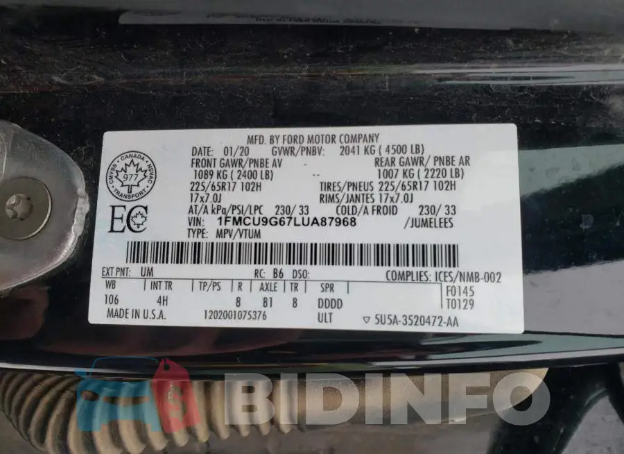 1FMCU9G67LUA87968 Photo# 13