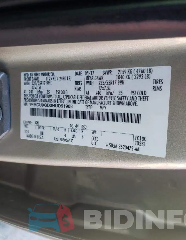 1FMCU9GD0HUD91908 Photo# 13