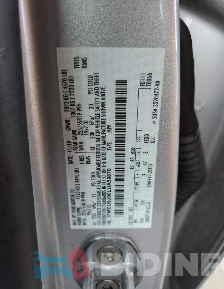 1FMCU9J90LUA59870 Photo# 13