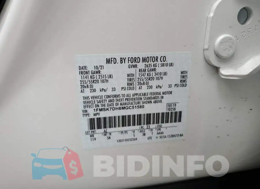 1FMSK7DH8MGC51580 Photo# 14