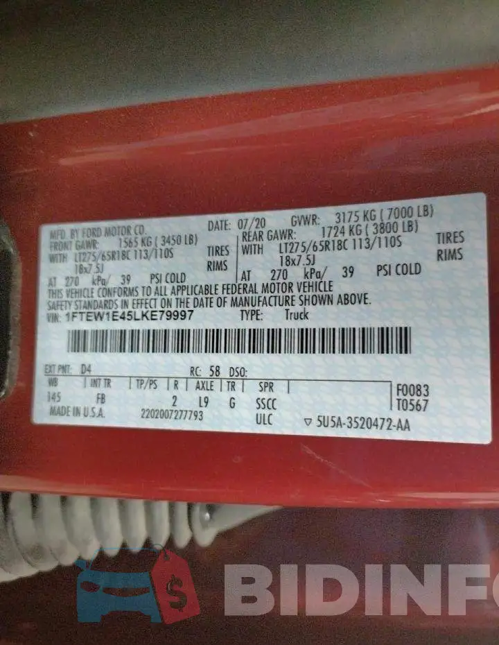 1FTEW1E45LKE79997 Photo# 12