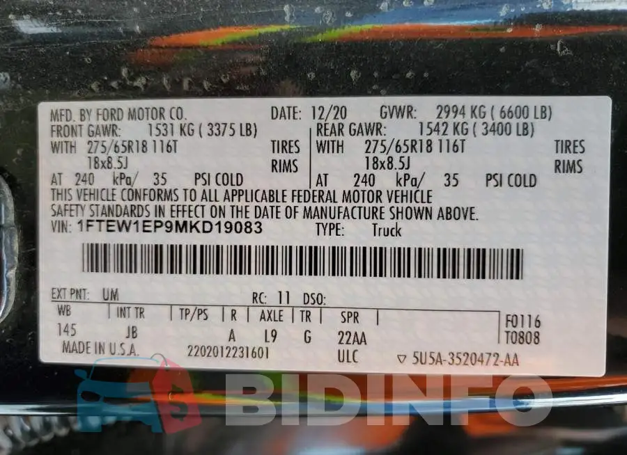 1FTEW1EP9MKD19083 Photo# 12