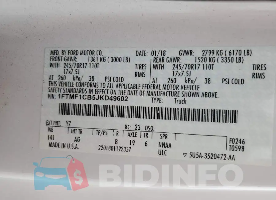 1FTMF1CB5JKD49602 Photo# 12