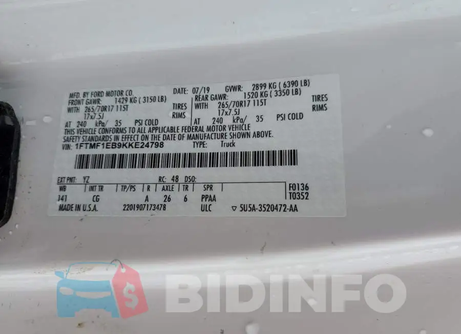 1FTMF1EB9KKE24798 Photo# 12