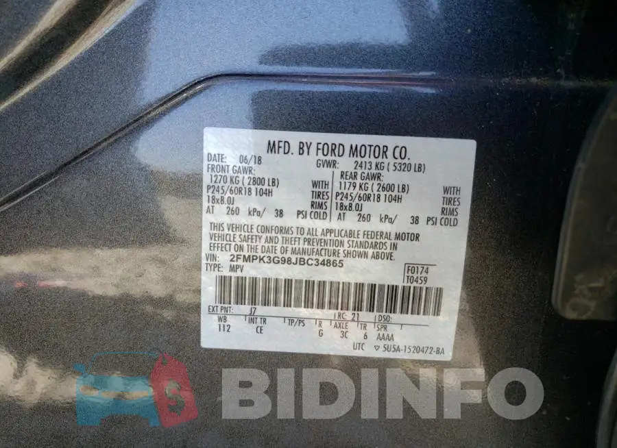2FMPK3G98JBC34865 Photo# 10