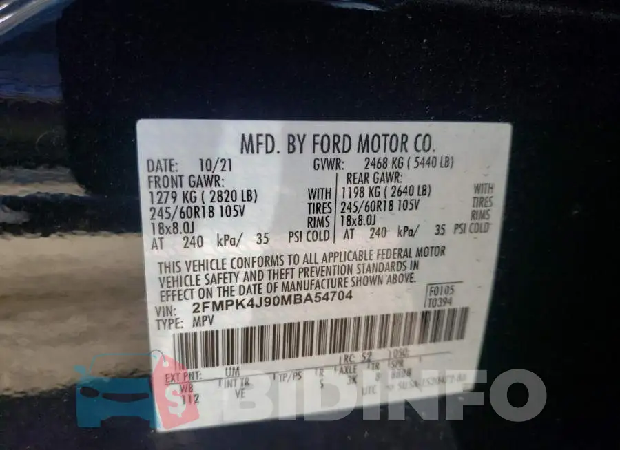 2FMPK4J90MBA54704 Photo# 12