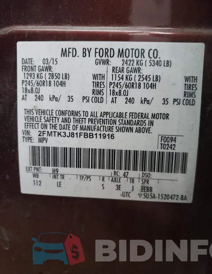 2FMTK3J81FBB11916 Photo# 12