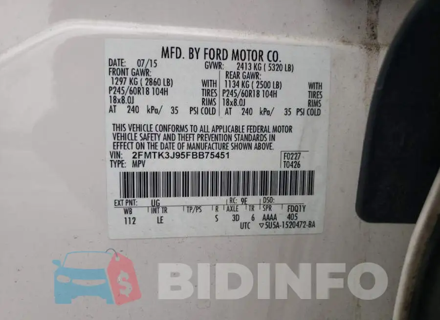 2FMTK3J95FBB75451 Photo# 14