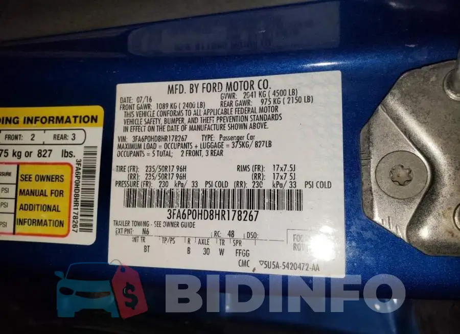 3FA6P0HD8HR178267 Photo# 12