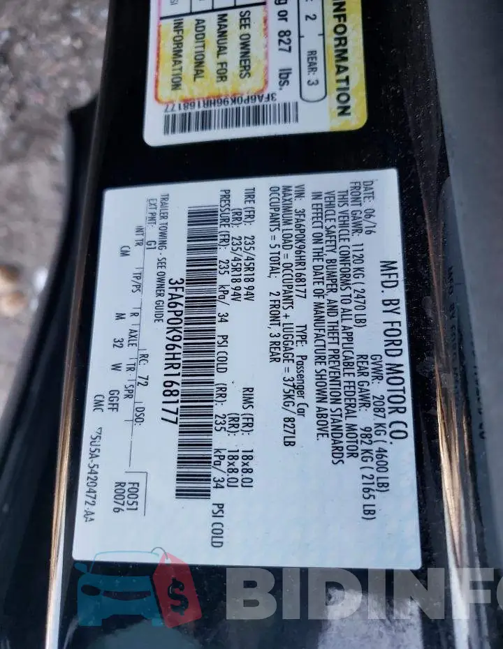 3FA6P0K96HR168177 Photo# 12