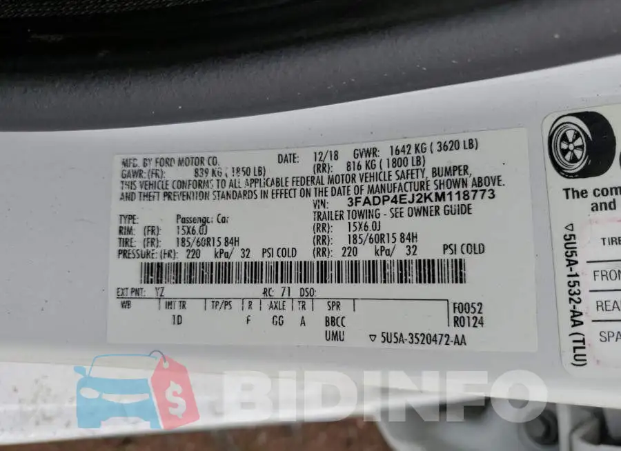3FADP4EJ2KM118773 Photo# 10
