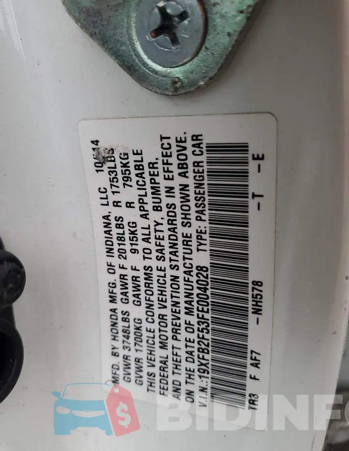 19XFB2F53FE004028 Photo# 12