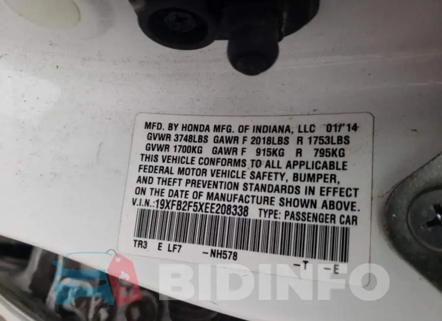 19XFB2F5XEE208338 Photo# 13