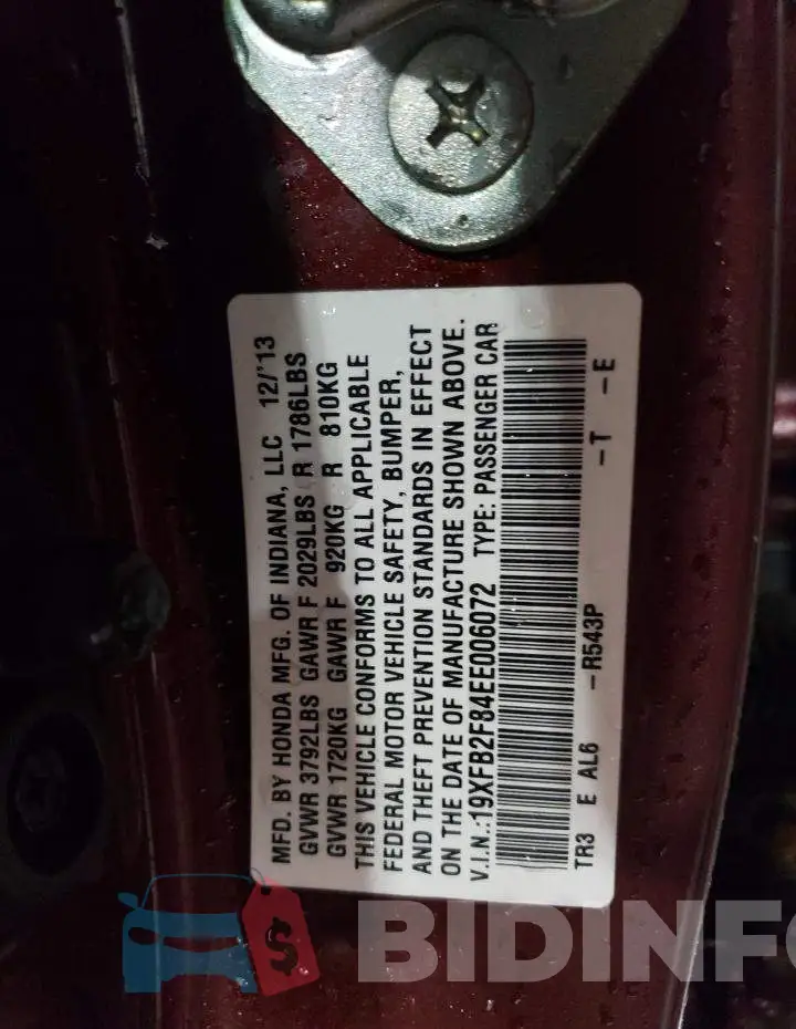 19XFB2F84EE006072 Photo# 12