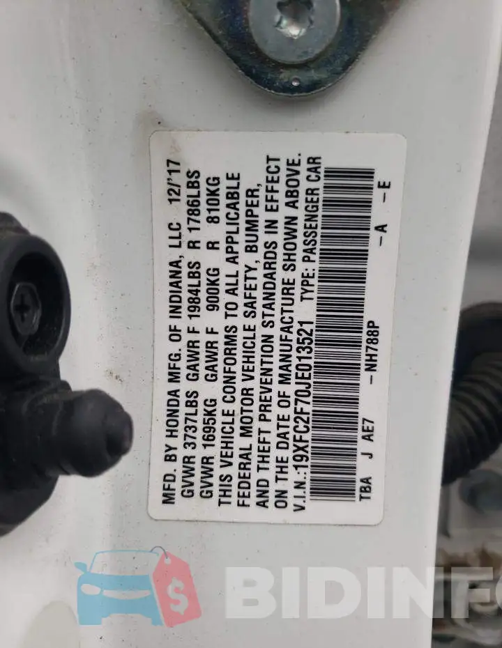 19XFC2F70JE013521 Photo# 12