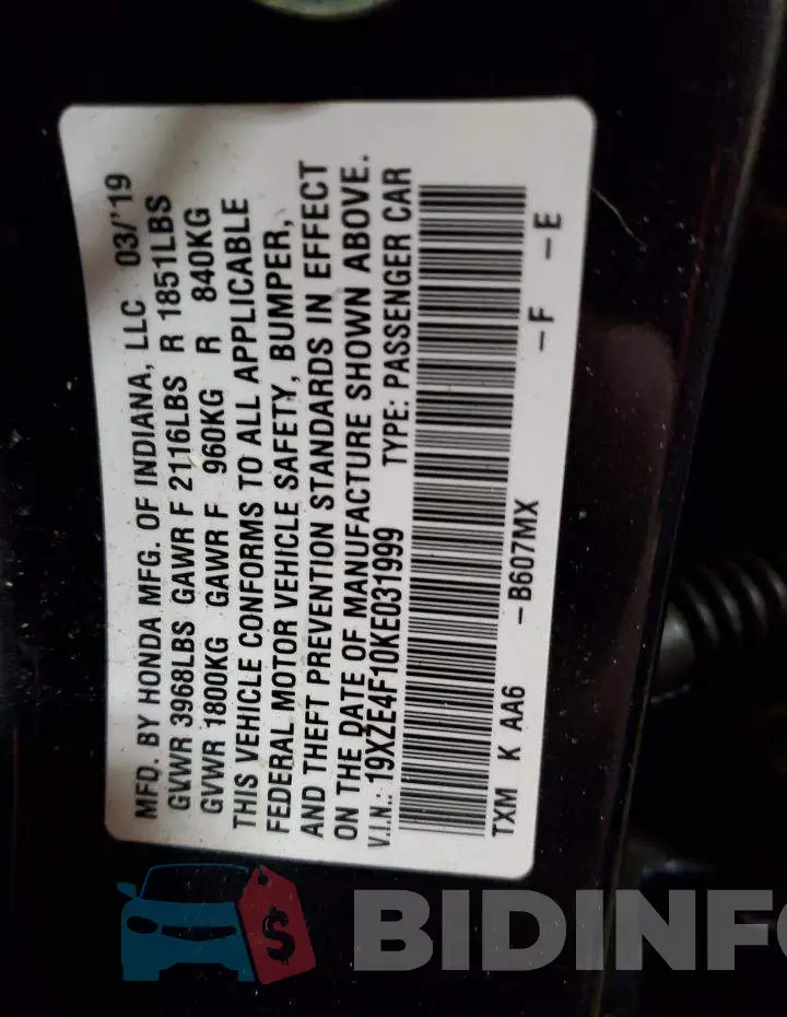19XZE4F10KE031999 Photo# 12