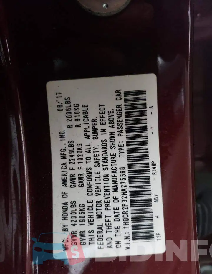 1HGCR2F32HA275568 Photo# 12