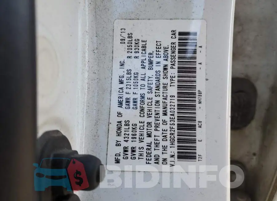 1HGCR2F53EA032719 Photo# 12