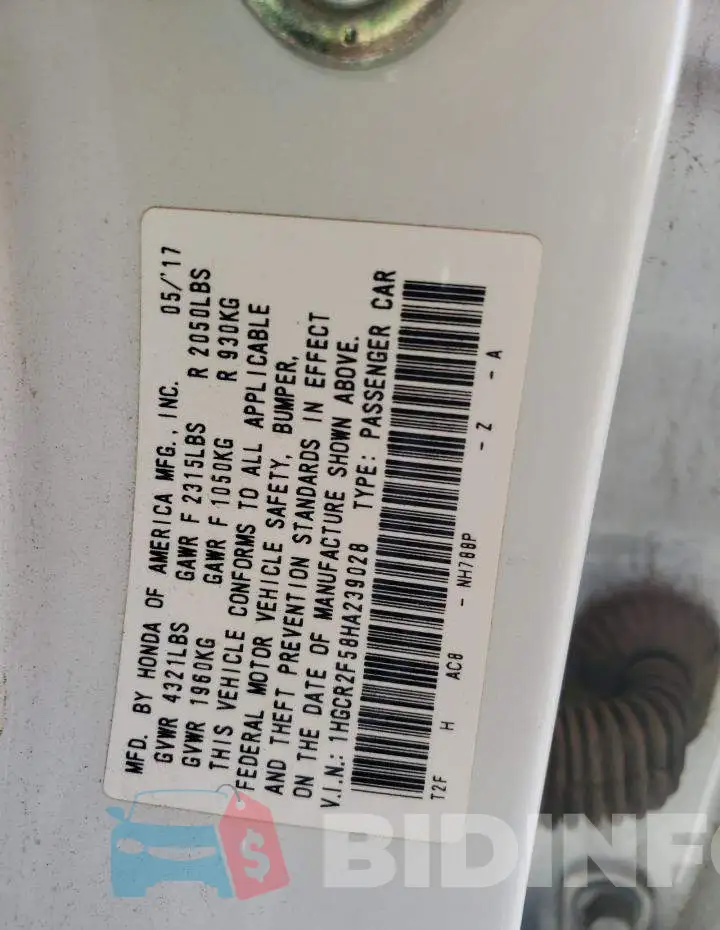 1HGCR2F58HA239028 Photo# 12