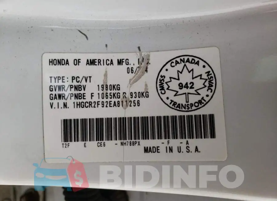 1HGCR2F92EA811256 Photo# 13