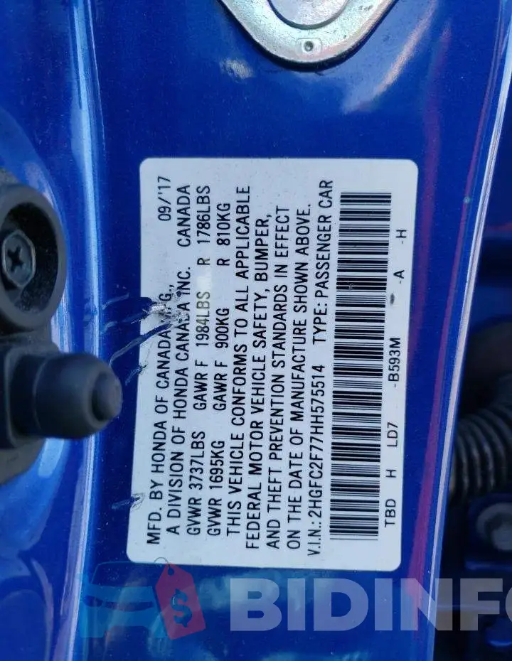2HGFC2F77HH575514 Photo# 12