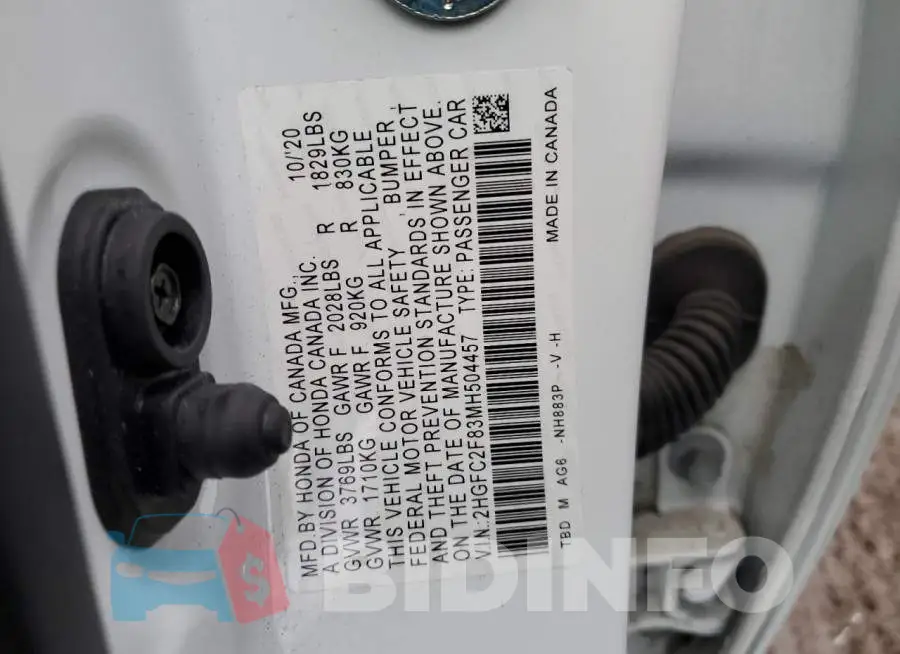 2HGFC2F83MH504457 Photo# 12