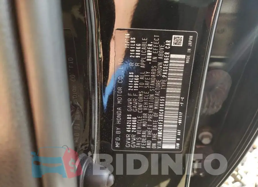 JHMCR6F3XHC018151 Photo# 12