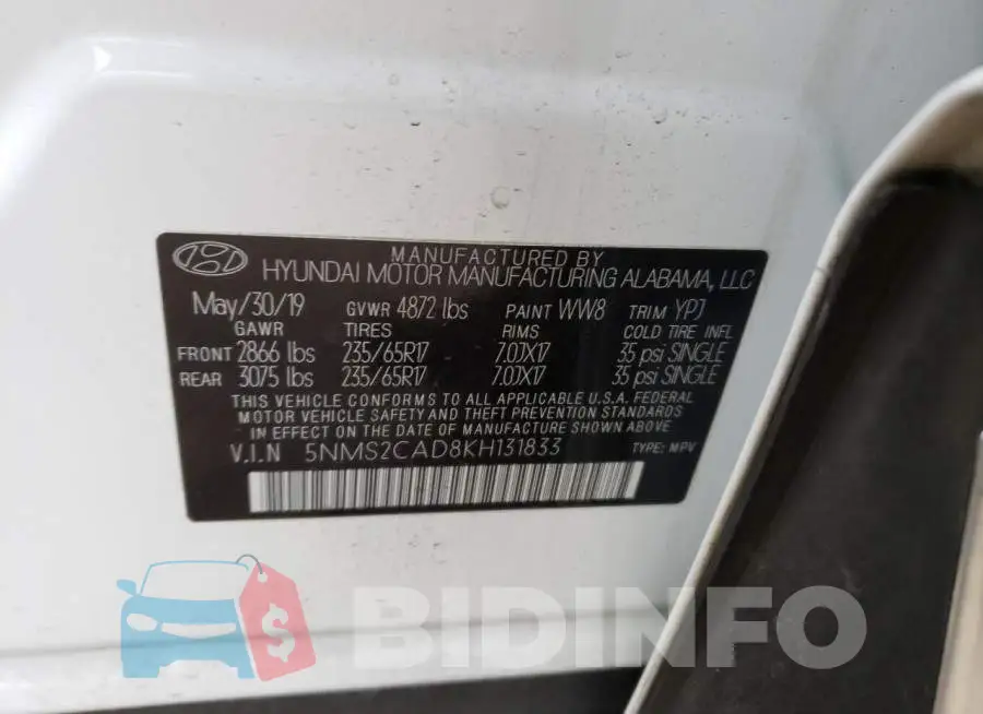 5NMS2CAD8KH131833 Photo# 14