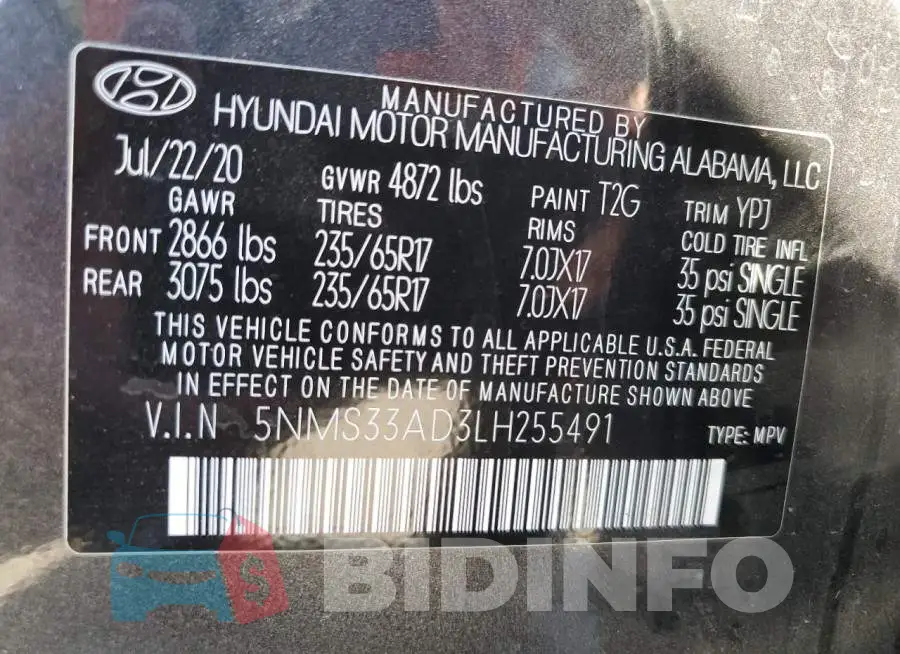 5NMS33AD3LH255491 Photo# 10