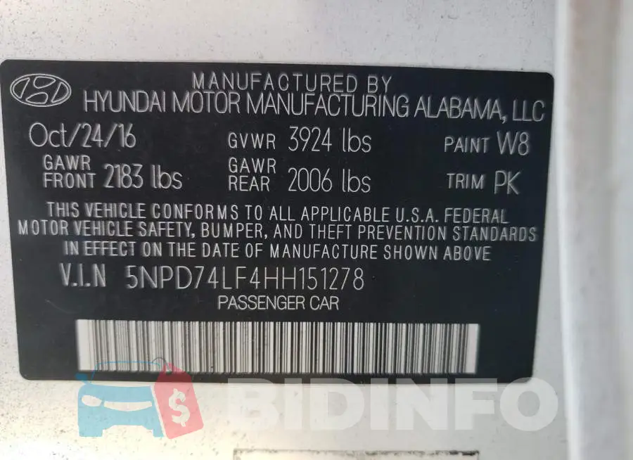 5NPD74LF4HH151278 Photo# 12