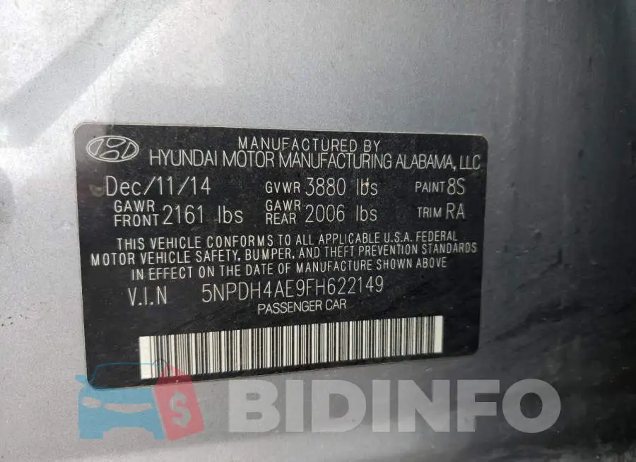 5NPDH4AE9FH622149 Photo# 13