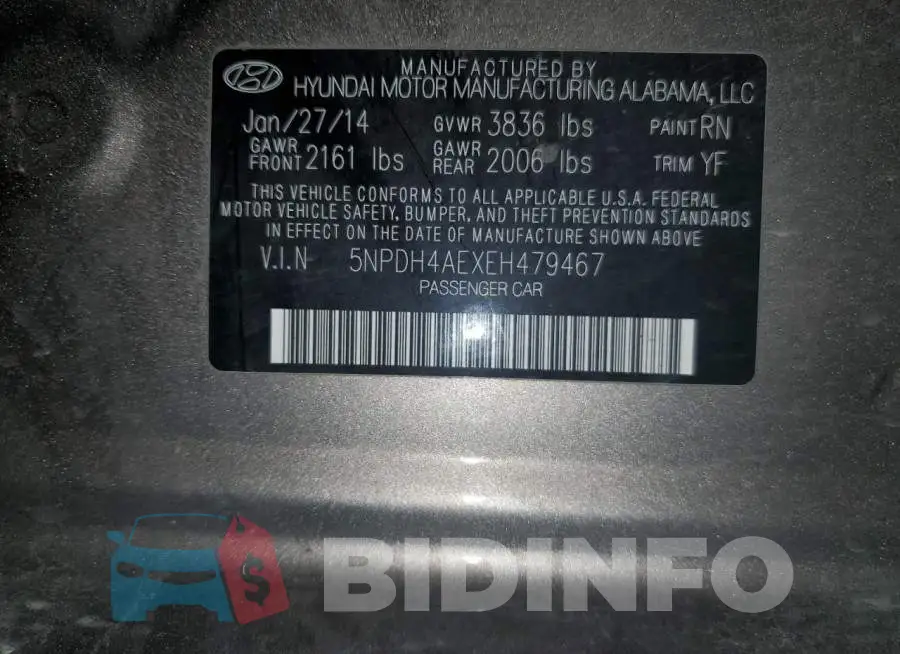 5NPDH4AEXEH479467 Photo# 12