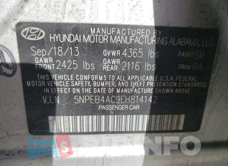 5NPEB4AC9EH814142 Photo# 12