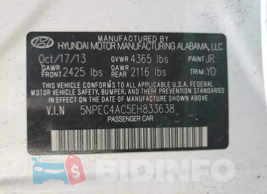 5NPEC4AC5EH833638 Photo# 10