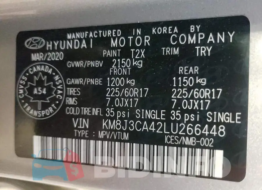 KM8J3CA42LU266448 Photo# 14
