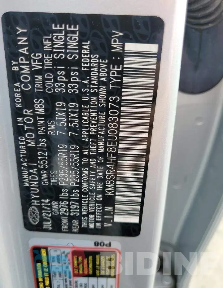 KM8SR4HF8EU083073 Photo# 13