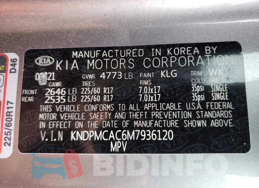 KNDPMCAC6M7936120 Photo# 12