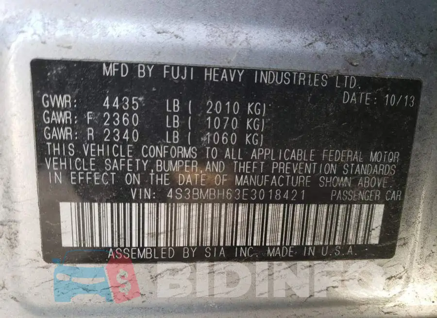 4S3BMBH63E3018421 Photo# 12